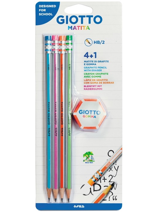 GIOTTO - CONFEZIONE 4 MATITE CON 1 GOMMA
